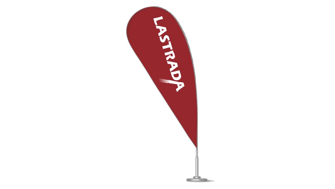 Beachflag mit Lastrada Logo in rot