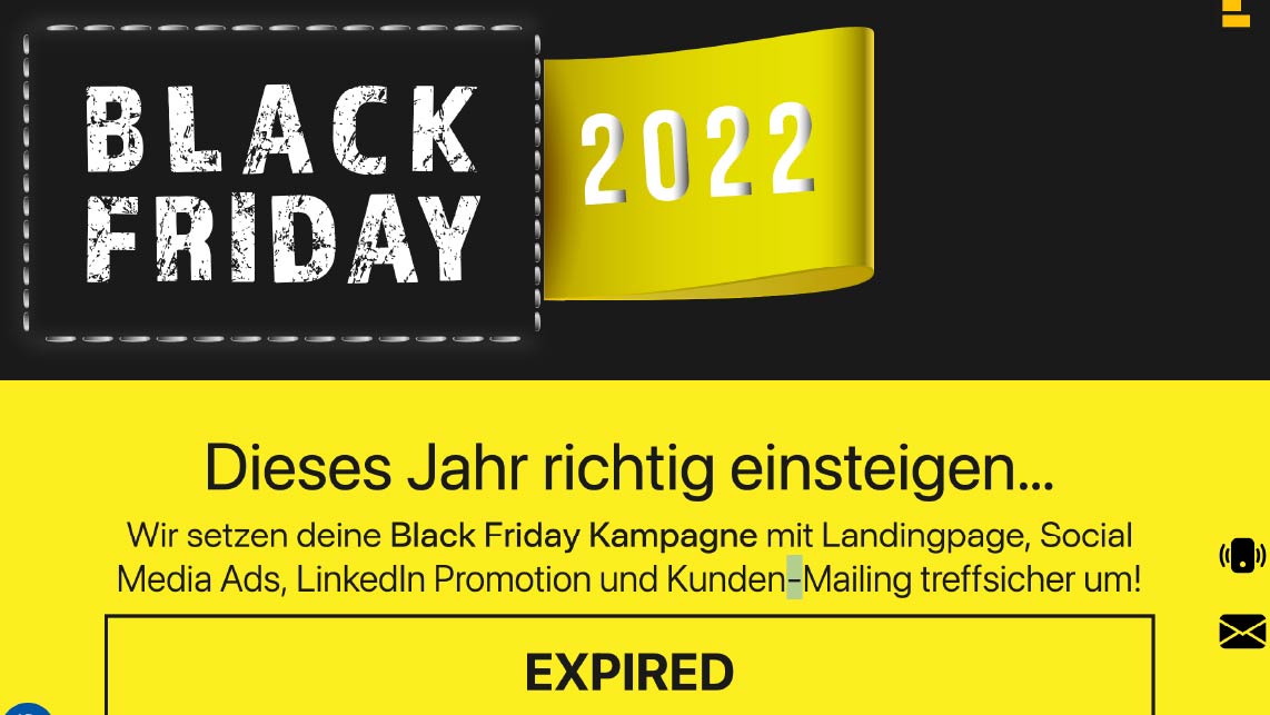 Screenshot der Webseite zum Black Friday