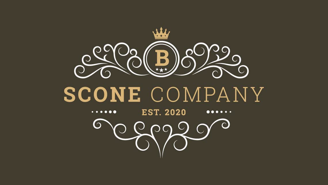 Scone Company Logo mit dunklem Hintergrund