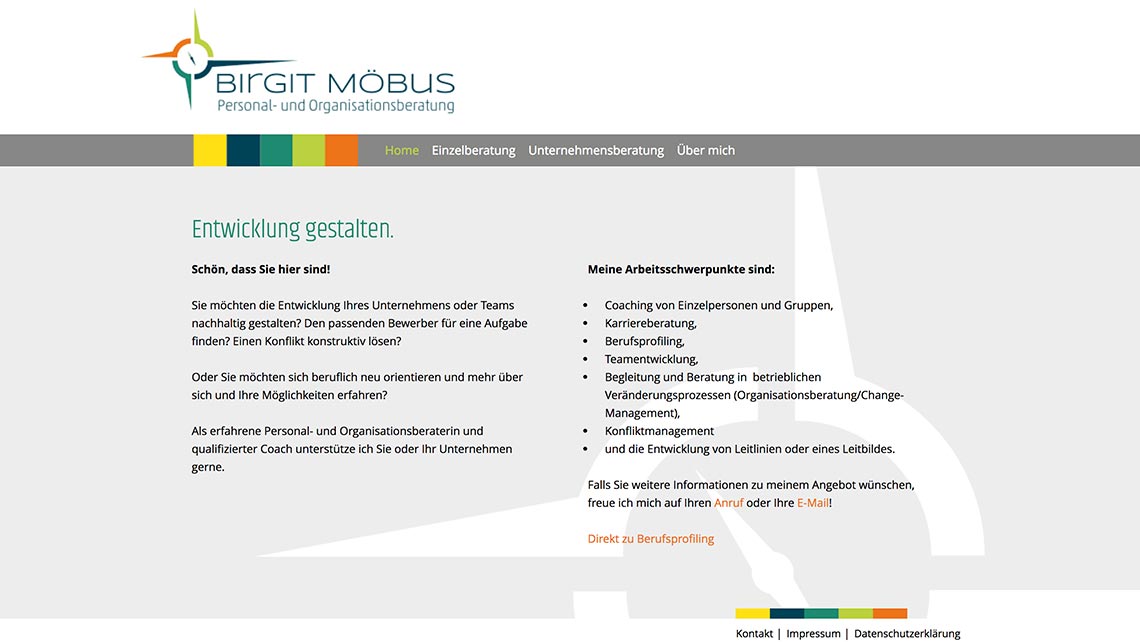Screenshot der Webseite
