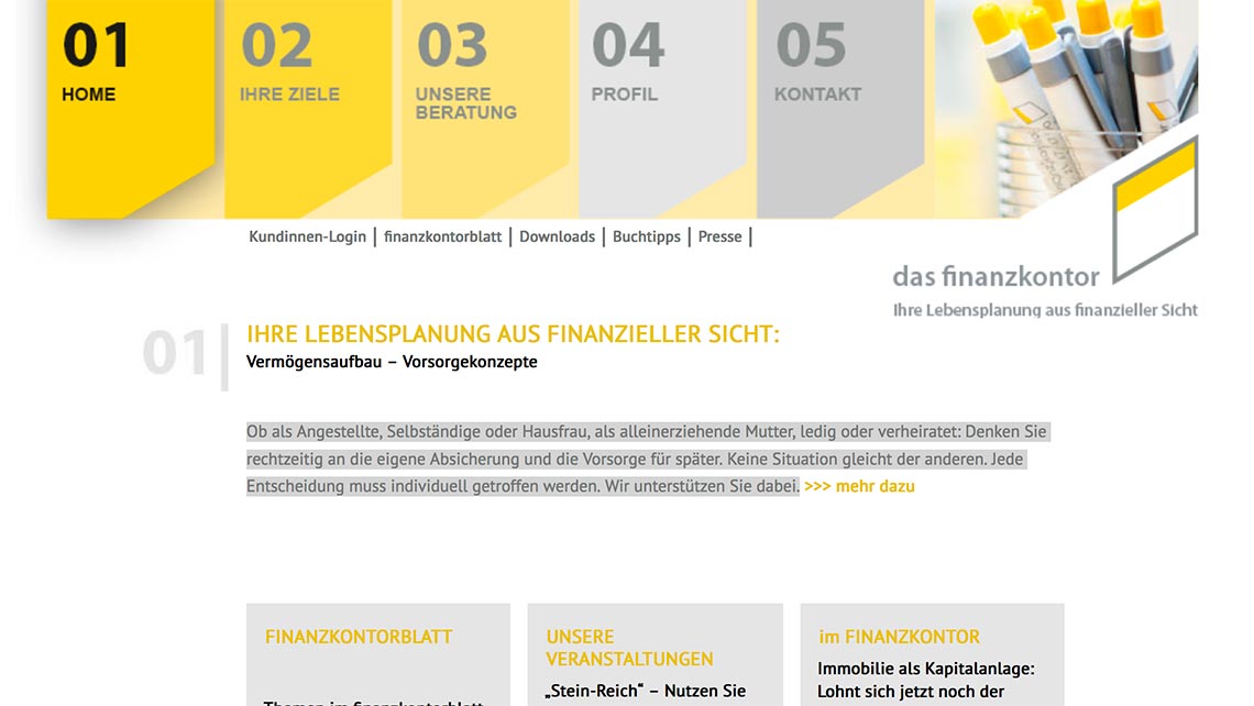 Screenshot der Webseite
