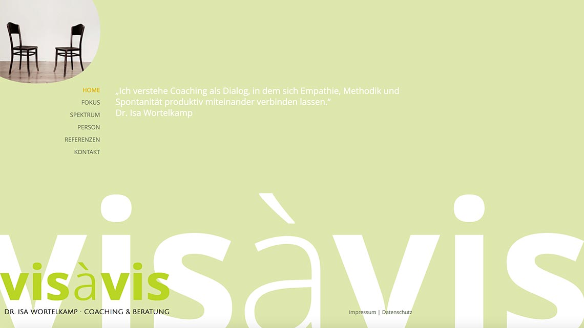 Screenshot der Webseite von Vis a Vis